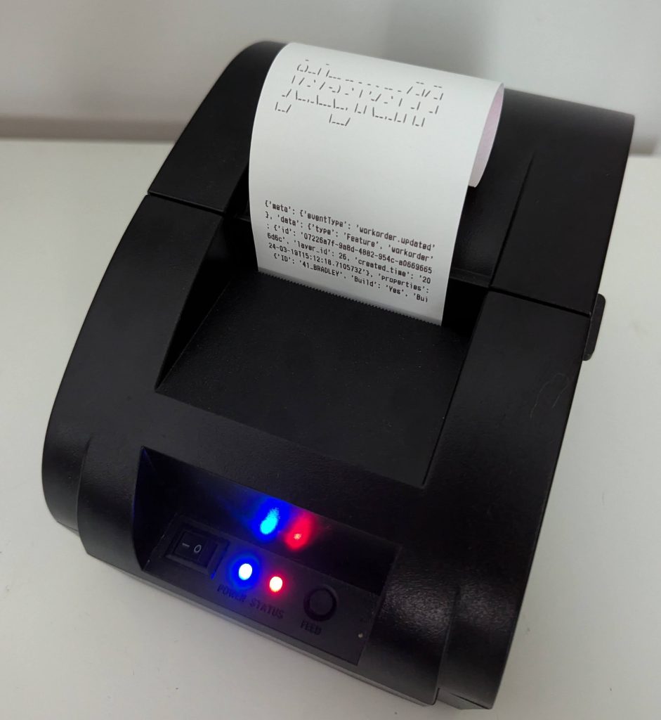 Thermal printer with logo and json readout